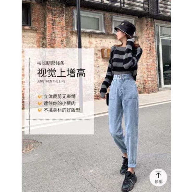 Quần bò baggy nữ quần jean baggy nữ quần jeans nữ cạp cao 3 size S M L hót 2022 HoHaJean22 | BigBuy360 - bigbuy360.vn