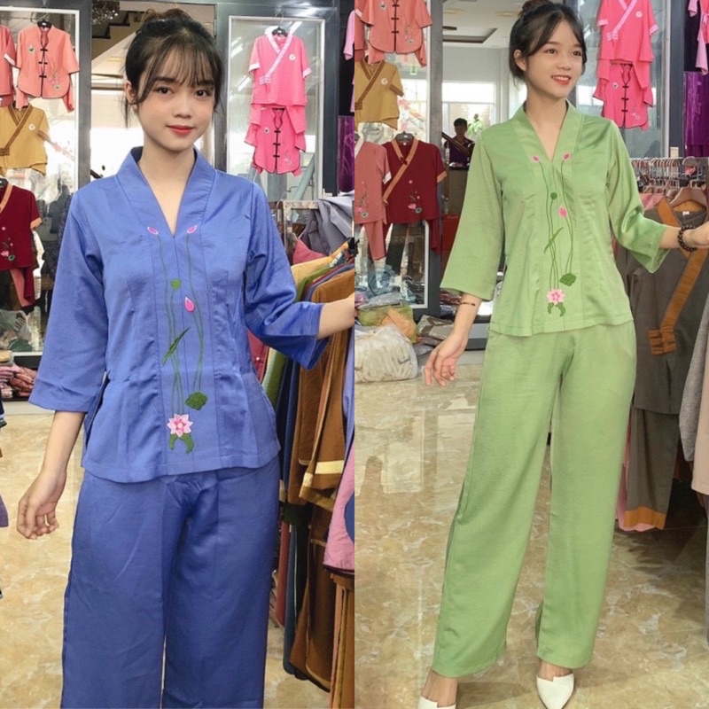 Đồ Lam Đi Chùa # Bà Lai Lụa Đũi Cao Cấp