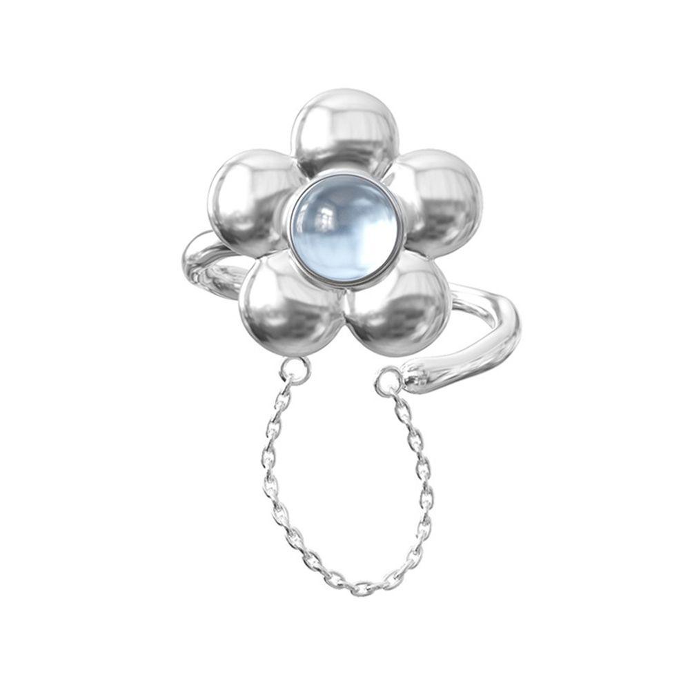 Nhẫn Hở Mạ Vàng / Bạc 2K Mặt Hình Hoa Đơn Giản Thời Trang Cho Nữ