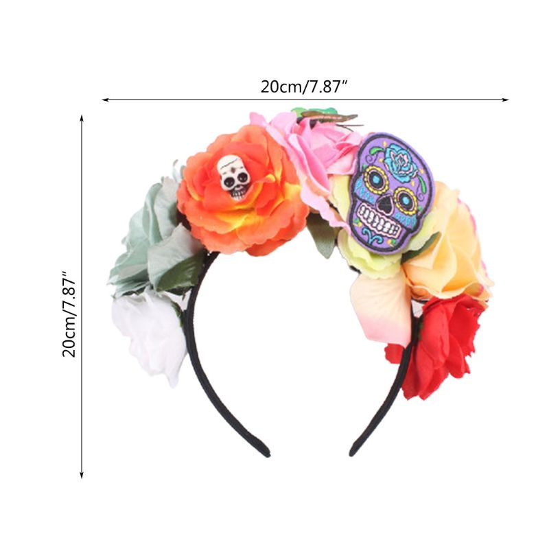 Băng Đô Thêu Hình Đầu Lâu Hoa Hồng 3D Cho Ngày Lễ Halloween