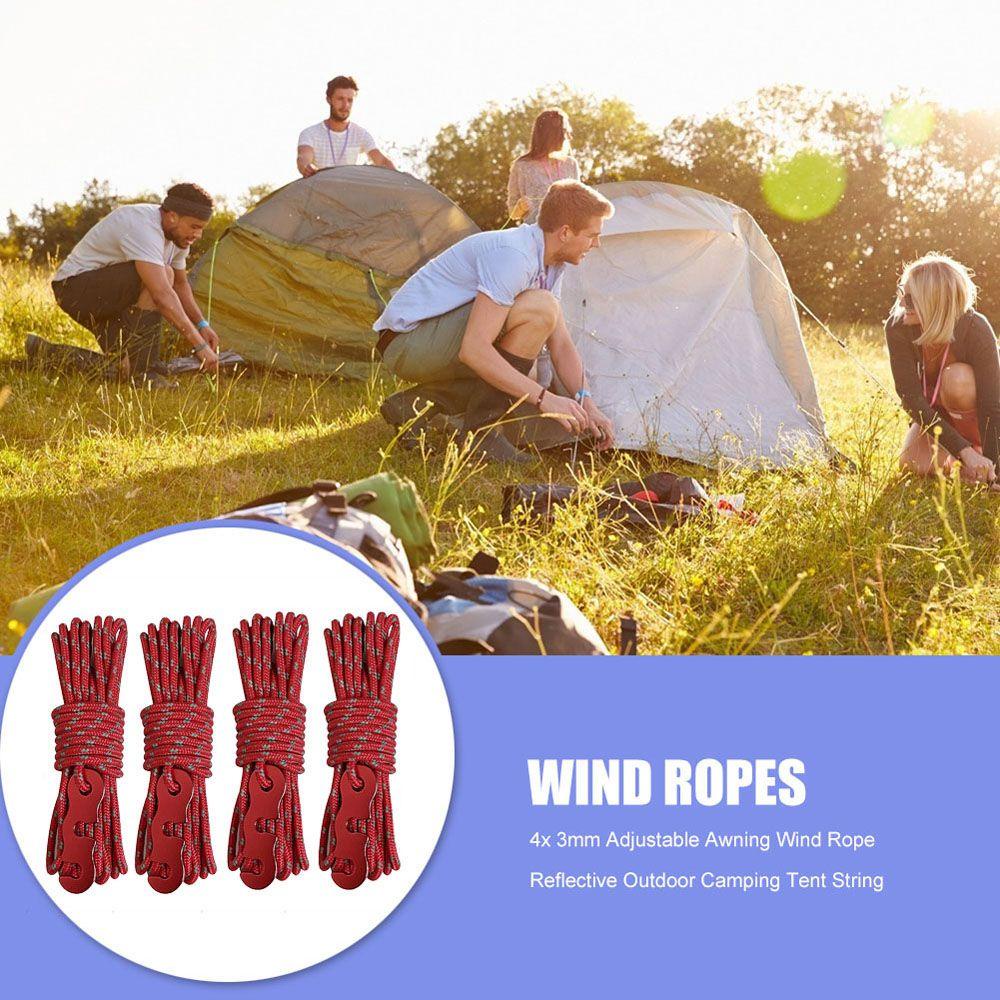 Bộ 4 Khóa Lều Phản Quang 3 Lỗ 3mm Tiện Dụng Mang Theo Du Lịch Cắm Trại