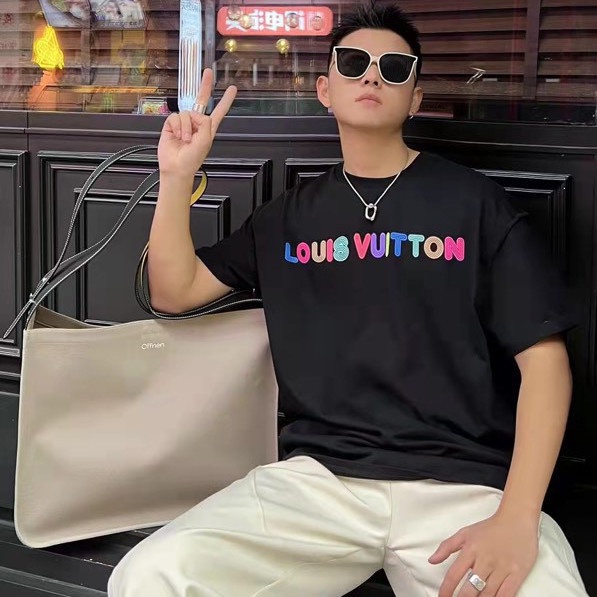 Áo Thun Cotton Cổ Tròn In Chữ Màu Neon Size S-5XL Cho Nam Nữ