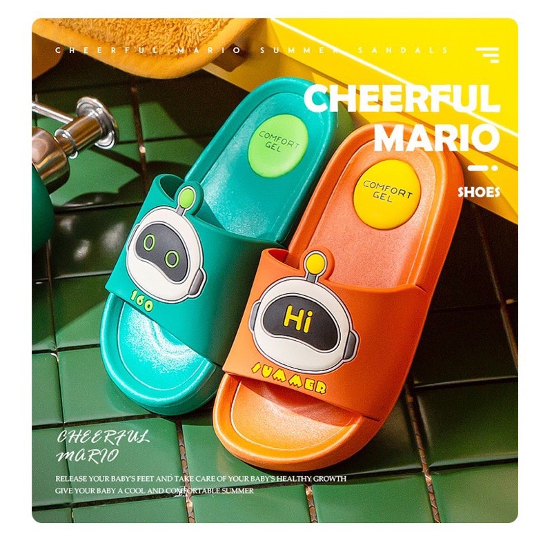 Dép Cho Bé Cheerful Mario QL 6101 Đế Eva Siêu Mềm Nhẹ Chống Trơn Trượt Cho Bé Chính Hãng