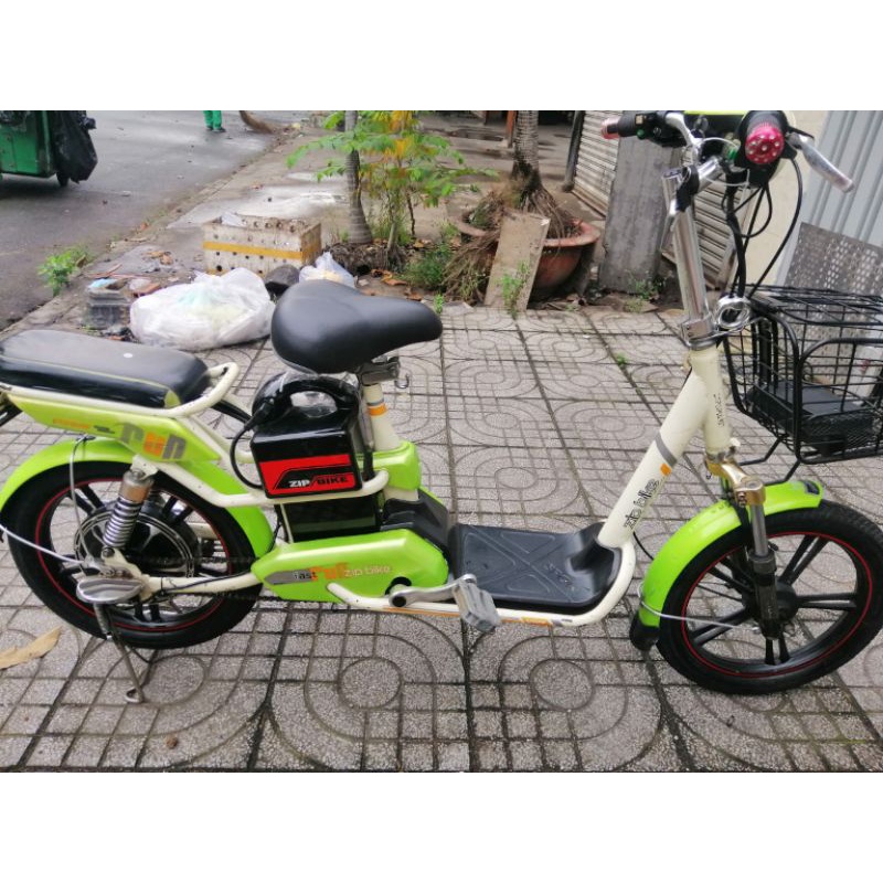 xe đạp điện Zip Bike 4 bình màu xanh lá chống trộm