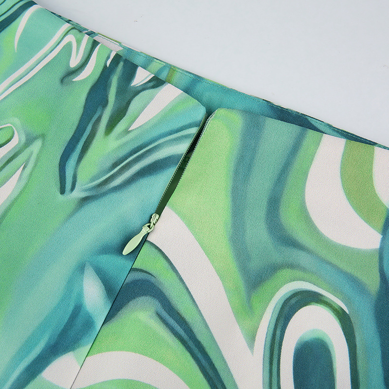 DUNEA Fashion Water Ripple Contrast Color High-waist Woven Trousers