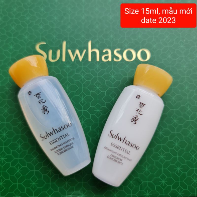 Nước hoa hồng + Sữa dưỡng trắng da, cấp ẩm, ngăn lão hoá Sulwhasoo Essential Balancing Emulsion EX 15ml