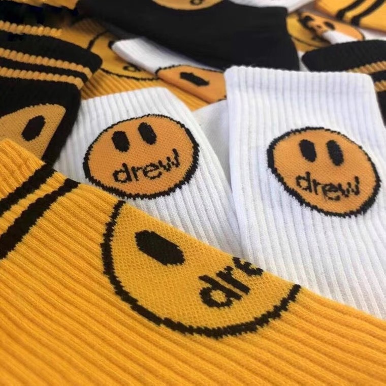 Vớ chân DREW Justin Bieber 100% cotton in hình mặt cười cho nam nữ