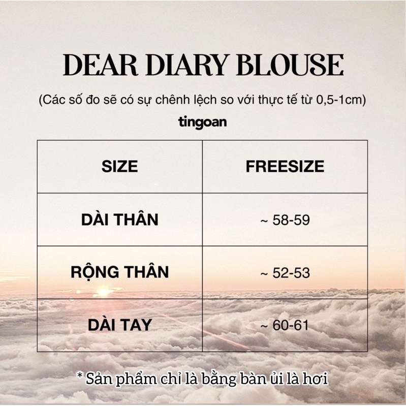 Áo sơmi babydoll vân hoa buộc nơ cổ vàng tingoan DEAR DIARY