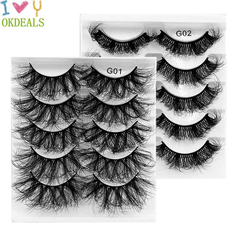 Bộ 5 Cặp Lông Mi Giả SKONHED 8D Bằng Lông Chồn Nhân Tạo Dày Và Dài Làm Đẹp Cho Nữ