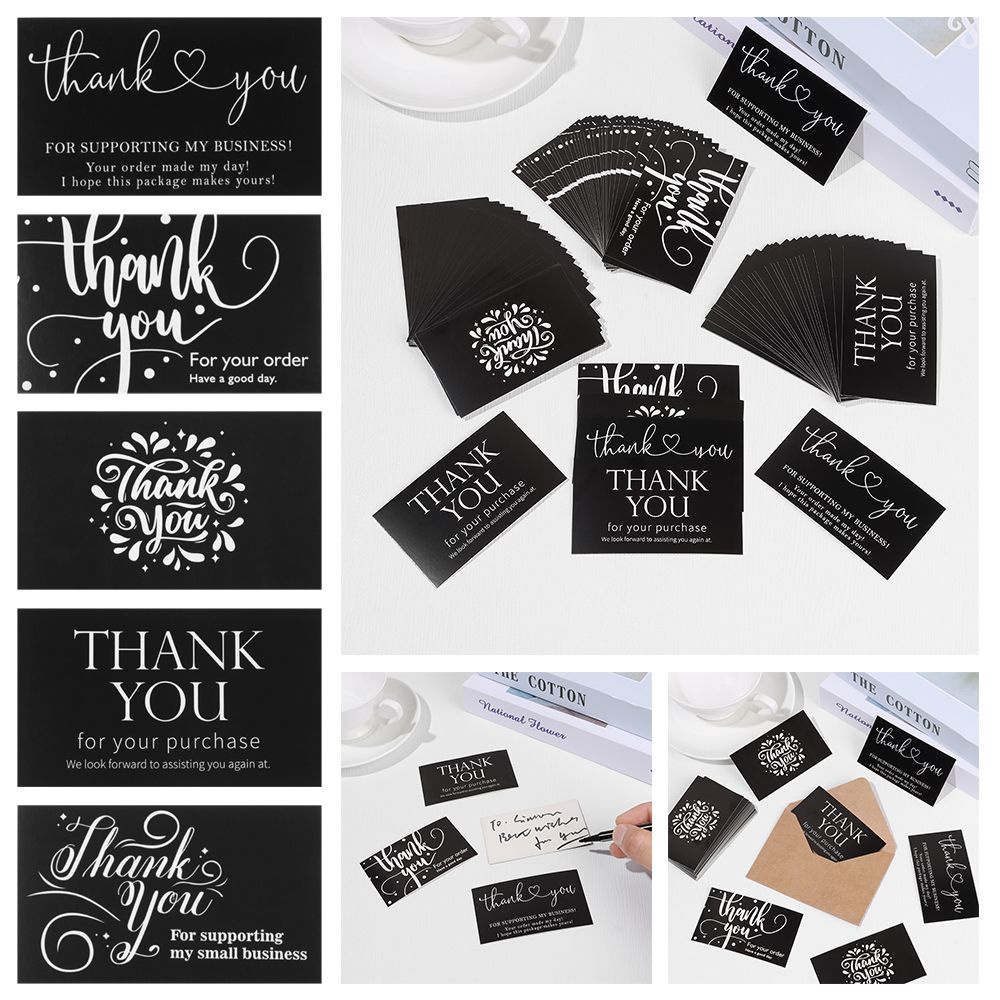 Set 30 Thẻ Giấy Trắng In Chữ Thank You Trang Trí Gói Quà 2.1x3.5 Inch Diy
