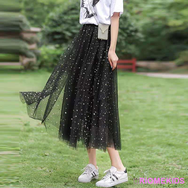 Chân Váy Lưới Xếp Ly Ba Lớp Dáng Dài Thời Trang Cho Phụ Nữ | BigBuy360 - bigbuy360.vn