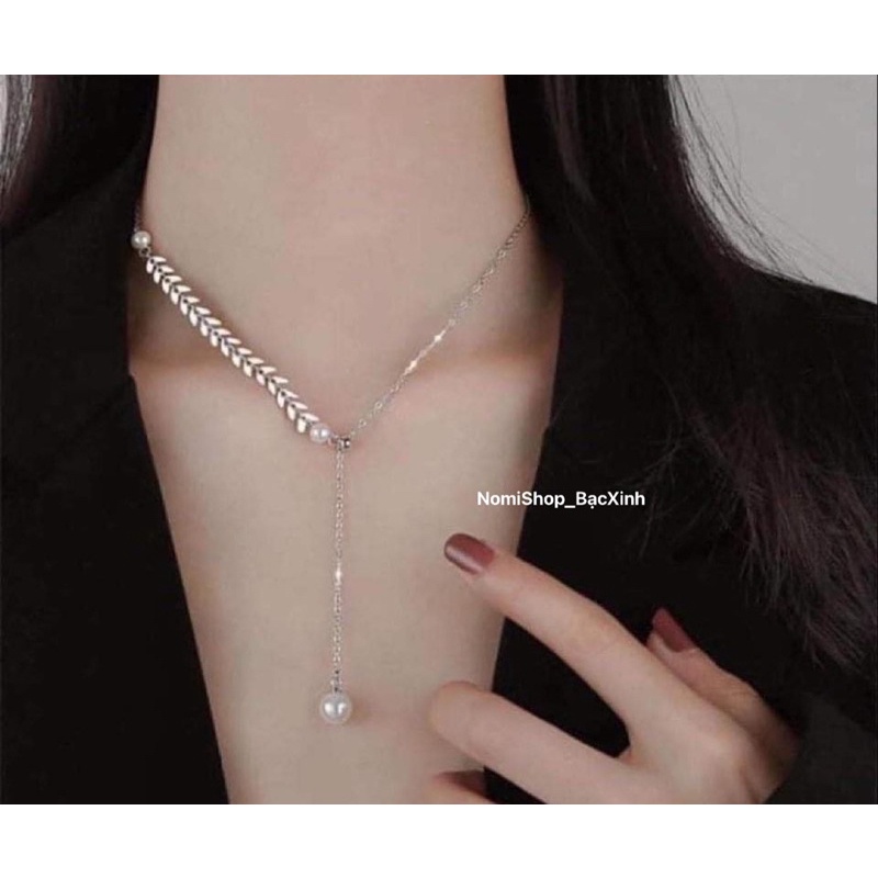 DÂy chuyền Bạc Thiết Kế lá rút, siêu phẩm HOT TREND siêu sang siêu xinh  Mainomi Shop Bạc Xinh