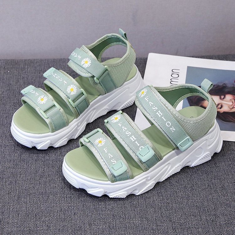 Giày Sandal Nữ Hàn Quốc Choose Quai Ngang Phối Hoa Cúc TREND 2020  Tăng Chiều Cao Đế ⚡G15K7