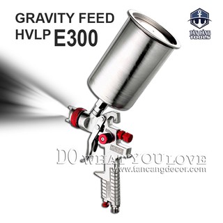 Súng Phun Sơn Gravity Feed HVLP E300 700 cc Bình Trên