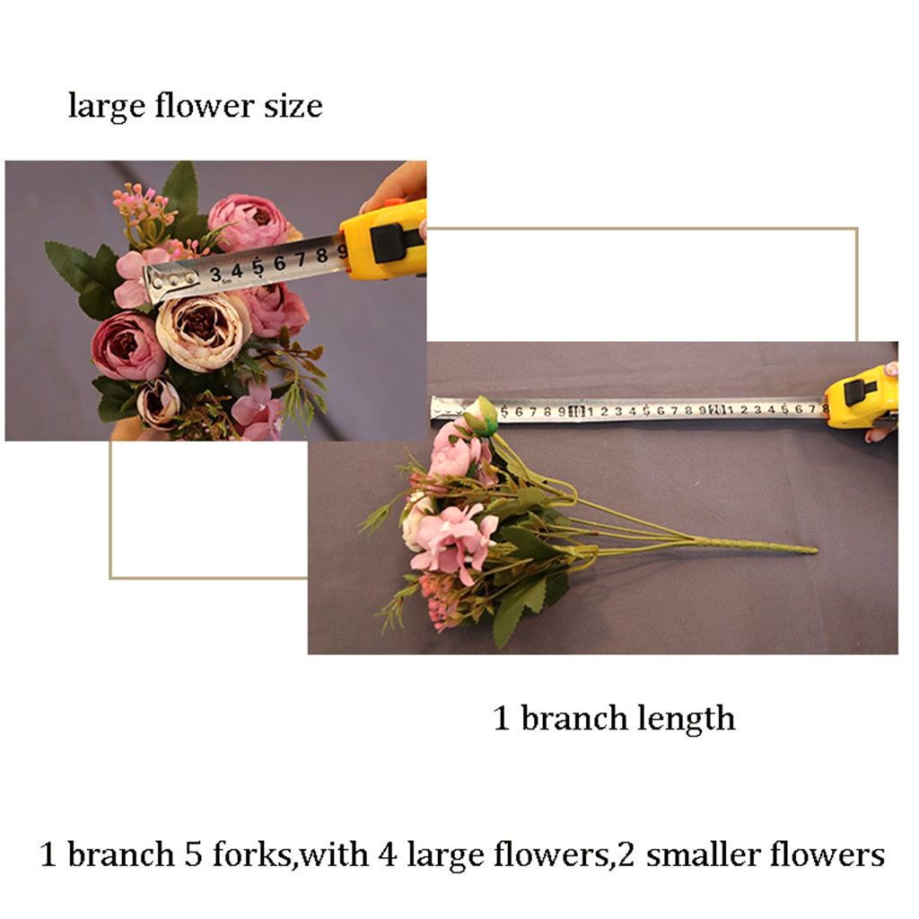 Bó hoa trà giả 6 nhánh bằng lụa màu sắc tươi sáng trang trí nhà cửa/tiệc cưới AVALENTINE 5 nhánh
