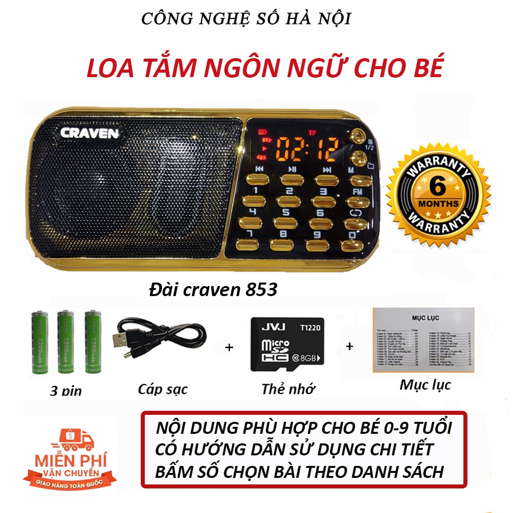 Loa đài Pháp Thoại 1210 Hàm Dưỡng Tâm Hồn, Máy Niệm Phật Mini, Đài Craven 853/836s hỗ trợ thẻ nhớ, USB, FM