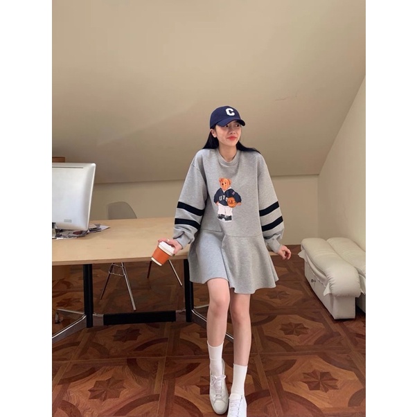 Váy Cotton nỉ Đuôi Cá Dài Tay Phom Suông Dáng Trẻ Trung Năng Động | BigBuy360 - bigbuy360.vn