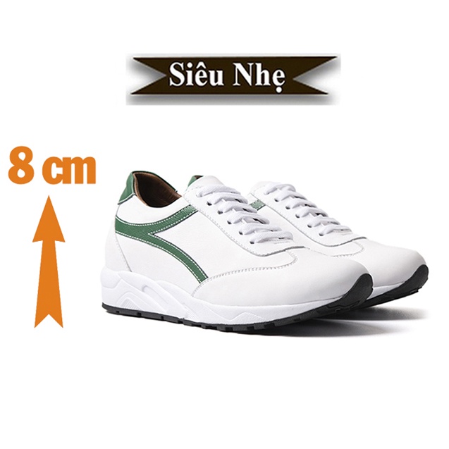 Giày Cao Nam T&TRA Tăng Cao 8Cm- Siêu Nhẹ- Siêu Êm T25 Trắng Cao- Chất Liệu Da Bò Cao Cấp
