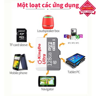 【Đầu đọc thẻ miễn phí】Kingdo 128GB Thẻ nhớ MicroSD Class 10 Tốc độ cao (màu xám)
