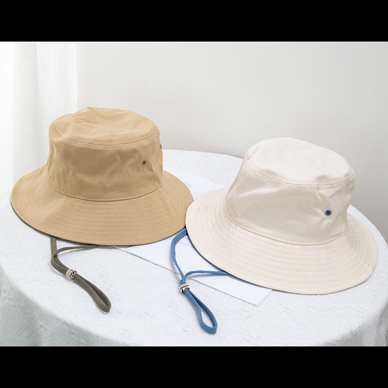 Nón Tai Bèo Rộng Vành Thoáng Khí Có Dây Rút Màu Sắc Tương Phản Thời Trang Cho