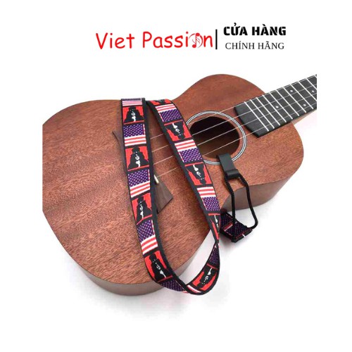 Dây đeo đàn ukulele Đen Trắng không cần đục thùng hàng loại 1 Viet Passion