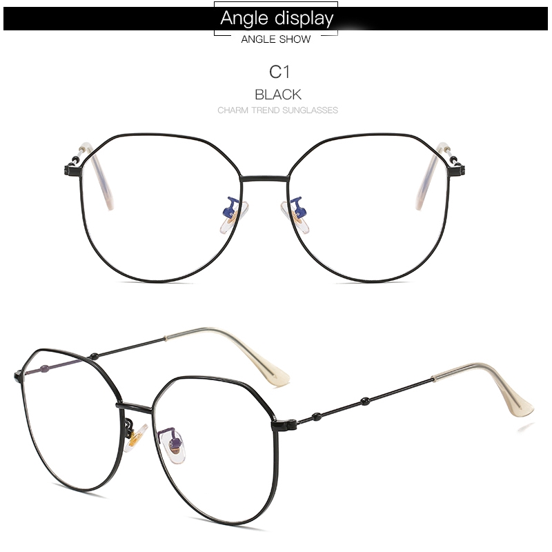 Literary Flat Light Myopia Lady Metal Frame Men Women Fashion Glasses Retro Big Frame Wild Oval Eyewear | BigBuy360 - bigbuy360.vn
