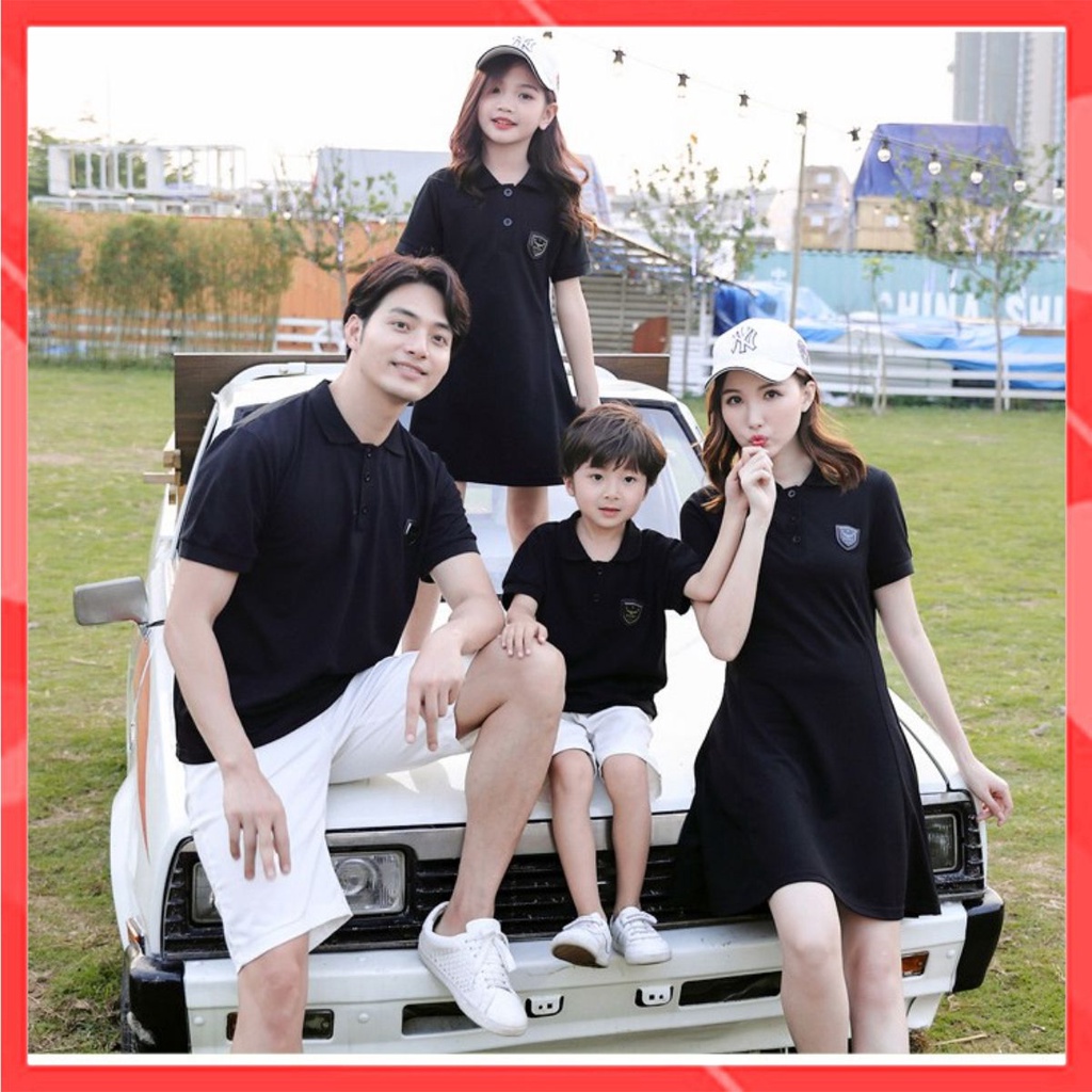Áo Gia Đình Cổ Trụ Familylove - Đồng Phục Gia Đình Có Cổ In Logo Chất Liệu Nỉ Da Cá Cotton 100% Co Giãn Cao Cấp