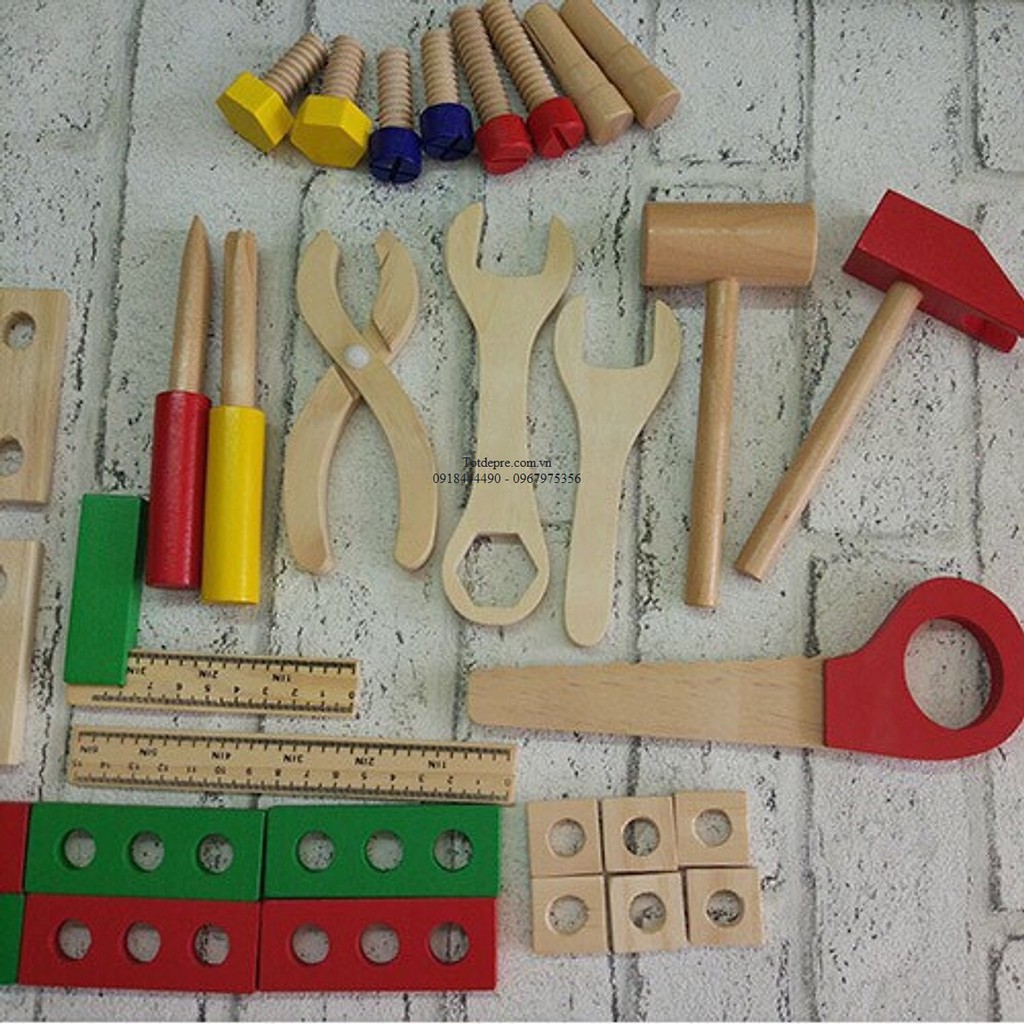 Đồ chơi gỗ bộ dụng cụ kĩ sư - tủ ốc vít phát triển tư duy cho bé