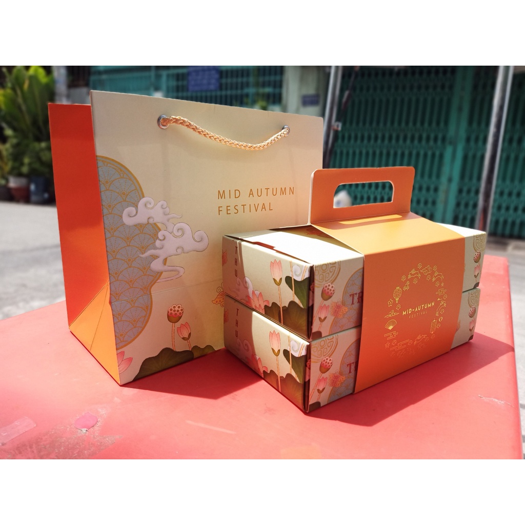 Hộp trung thu Thỏ Ngọc 2 tầng  - hộp đựng bánh Trung Thu 250g - 300g