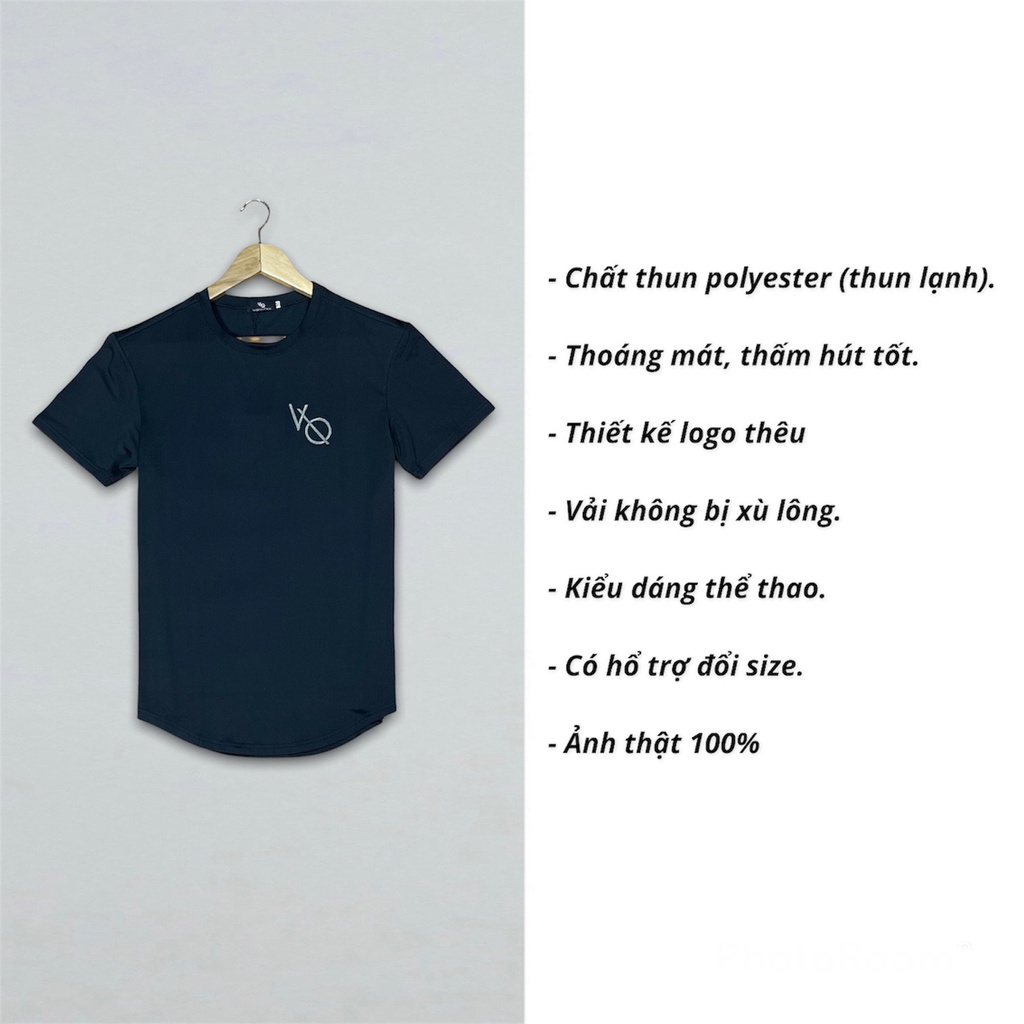 Áo thun nam tập gym vạt bầu DO GYM SHOP logo thêu, thun lạnh 4 chiều thoáng mát