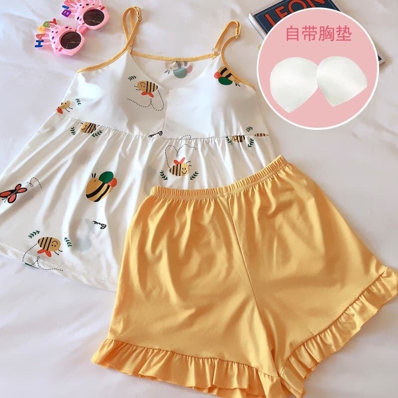 Đồ Bộ Nữ Mặc Nhà 2 Dây Xinh - Cotton Mềm Mát - Kèm Đệm Mút Ngực. | BigBuy360 - bigbuy360.vn