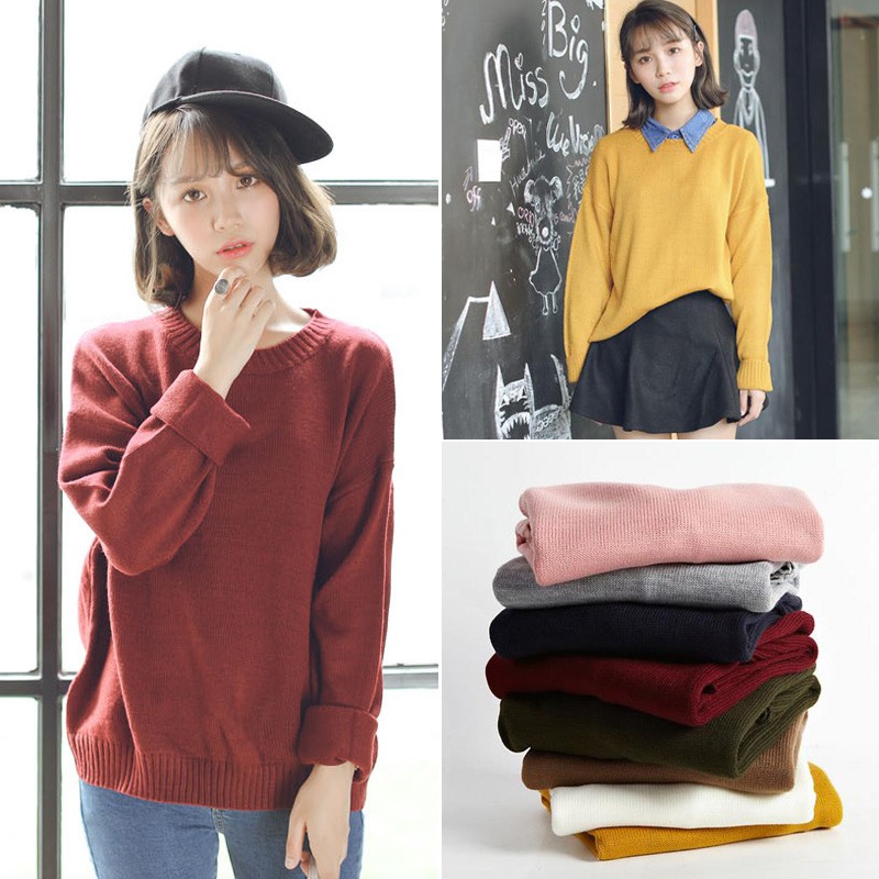 Áo Len Cổ Tròn Màu Trơn 20631 | BigBuy360 - bigbuy360.vn