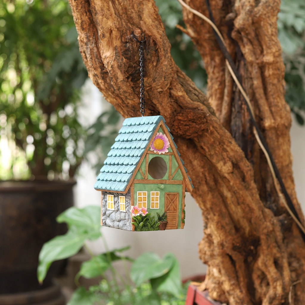 Nhà Chim Bằng Resin Siêu Bền Treo Trang Trí Sân Vườn