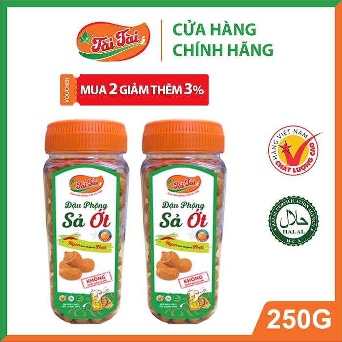 Đậu phộng sả ớt Tài Tài hũ 250g - Nhậu tới sáng!!!