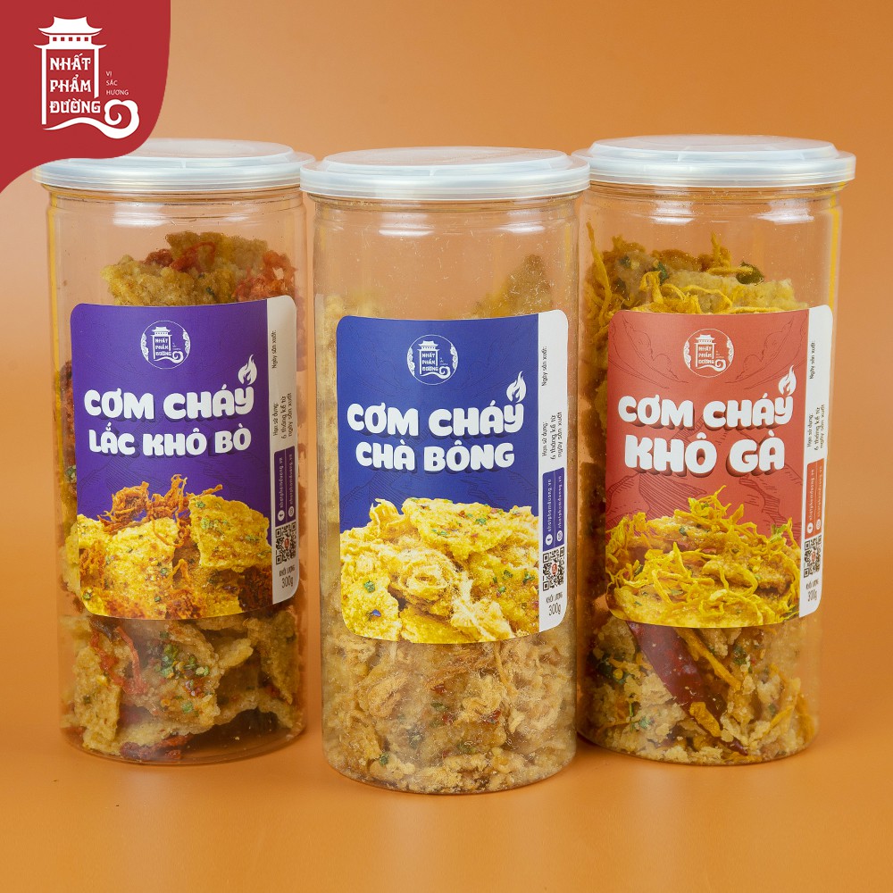 Cơm cháy khô bò Nhất Phẩm Đường 300g đồ ăn vặt cơm cháy mắm hành lắc thịt bò khô | BigBuy360 - bigbuy360.vn