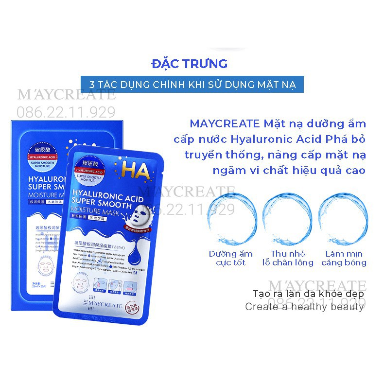 Mặt Nạ Dưỡng Ẩm Dưỡng Trắng Da HA Maycreate Mask Ha 1 miếng