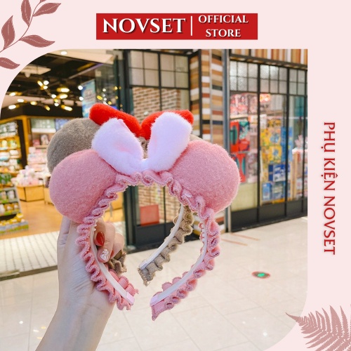 Bờm Tóc NOVSET Băng Đô Tóc 2 TAI TRÒN TO PHỐI NƠ Ở GIỮA Mẫu Mới [ MÃ E506 ]