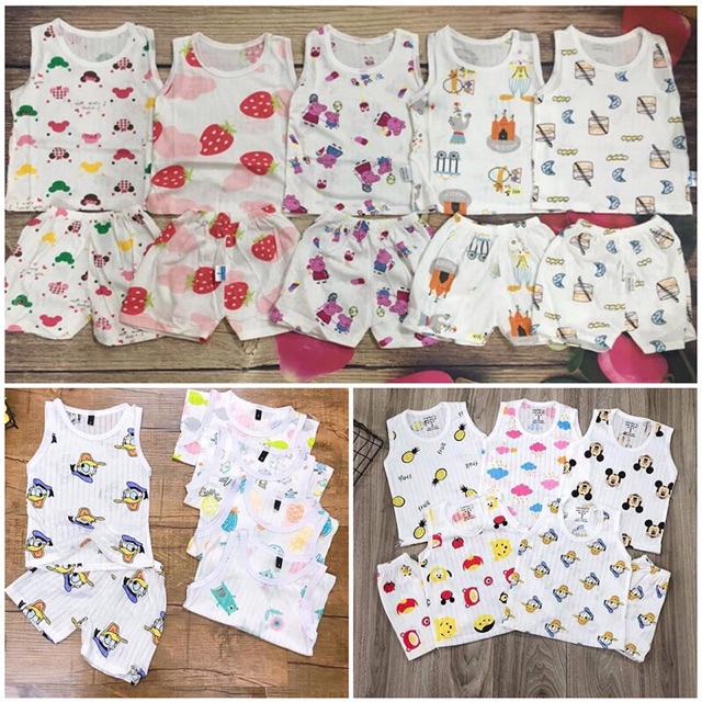 Bộ ba lỗ cotton giấy siêu mỏng mát cho bé