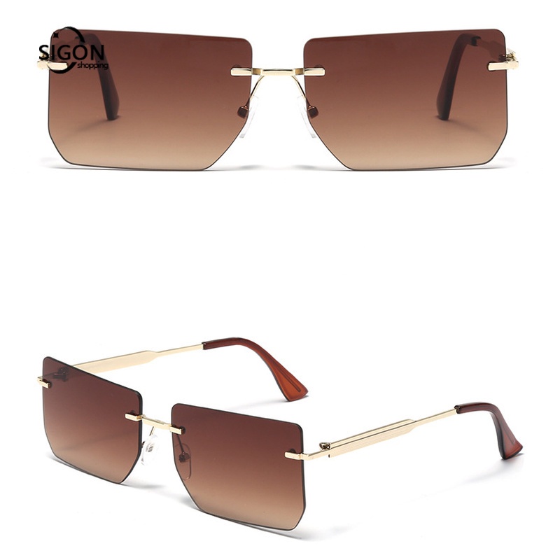 Kính Mát Gọng Vuông Không Viền Màu Gradient Thời Trang Đường Phố Cho Nam Và Nữ