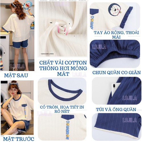 Bộ Quần Áo Ngủ, Bộ Mặc Nhà Nữ Mùa Hè Chất Cotton Thông Hơi LOJILA BCTH1