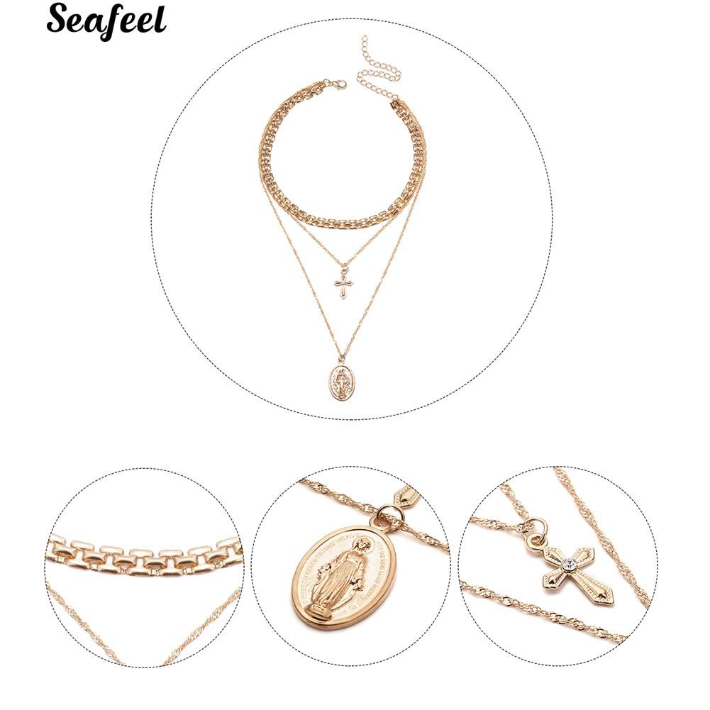 Vòng cổ choker hình thánh giá nhiều lớp