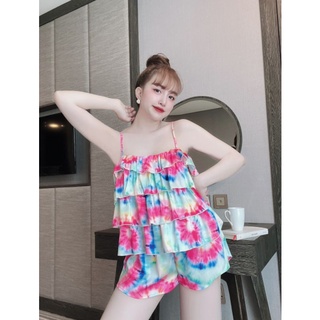 Bộ đùi lụa latin 4 tầng hoạ tiết siêu xinh (MS : D22)