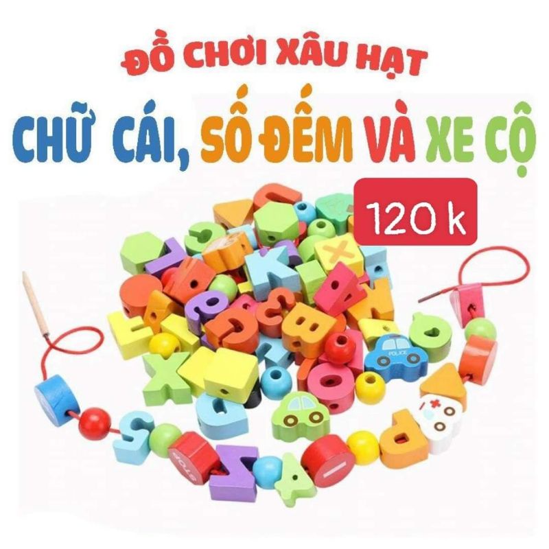 ĐỒ CHƠI XÂU LUỒN HẠT GỖ CHO BÉ