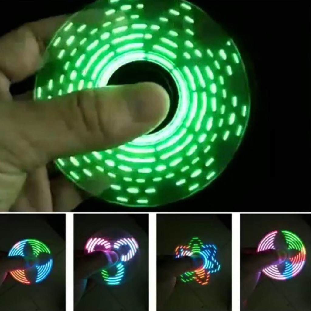 Con quay đồ chơi fidget spinner cầu vồng + đèn LED 18 bóng ADHD