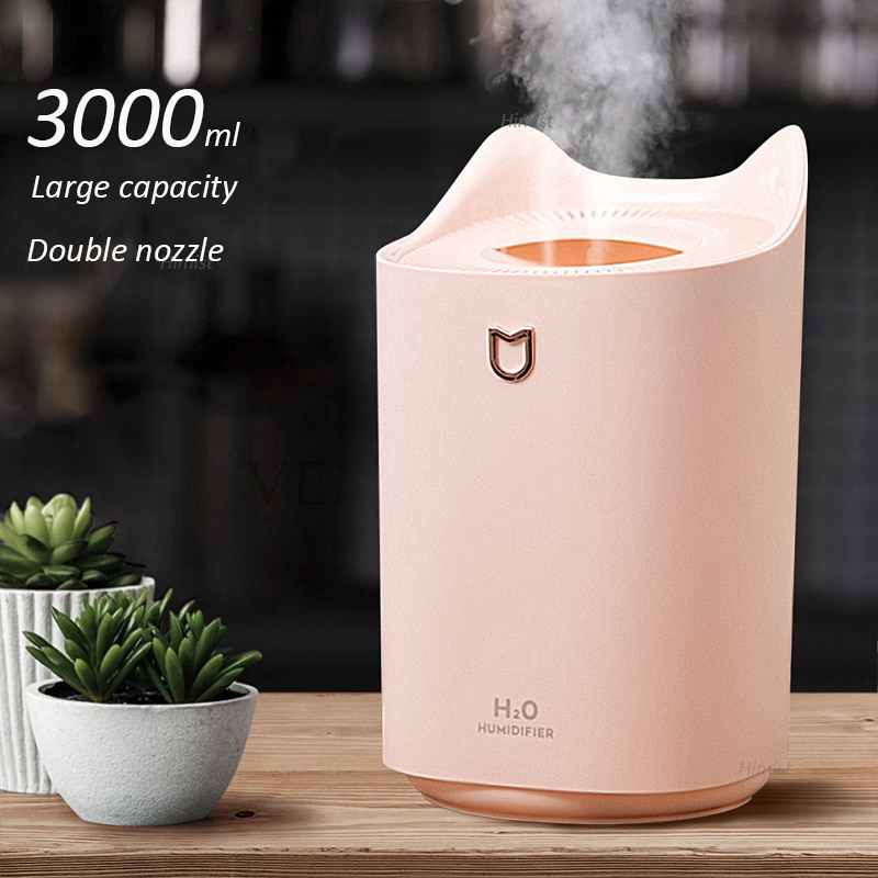 [BH 1 đổi 1] Máy phun sương tạo độ ẩm cỡ lớn - Phun 3 chế độ, 3000 ml, Sạc USB, Đèn ngủ LED