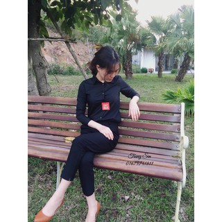 Áo sơ mi nữ dài tay basic màu đen