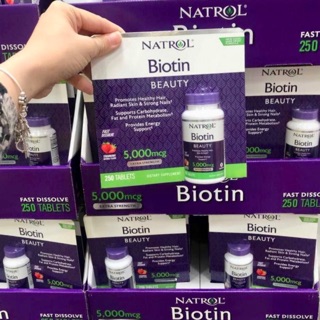 VIÊN UỐNG MỌC TÓC NATROL BIOTIN 5,000MCG FAST DISSOLVE HÀNG MỸ