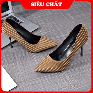 [ẢNH THẬT]  Cao Gót 7cm | Giày Cao Gót Trên 7p Nhung Gân Full Box