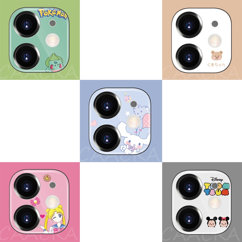 Kính cường lực bảo vệ ống kính máy ảnh hình gấu nâu nhật bản thích hợp cho iphone 11 12 pro max 11 12 mini