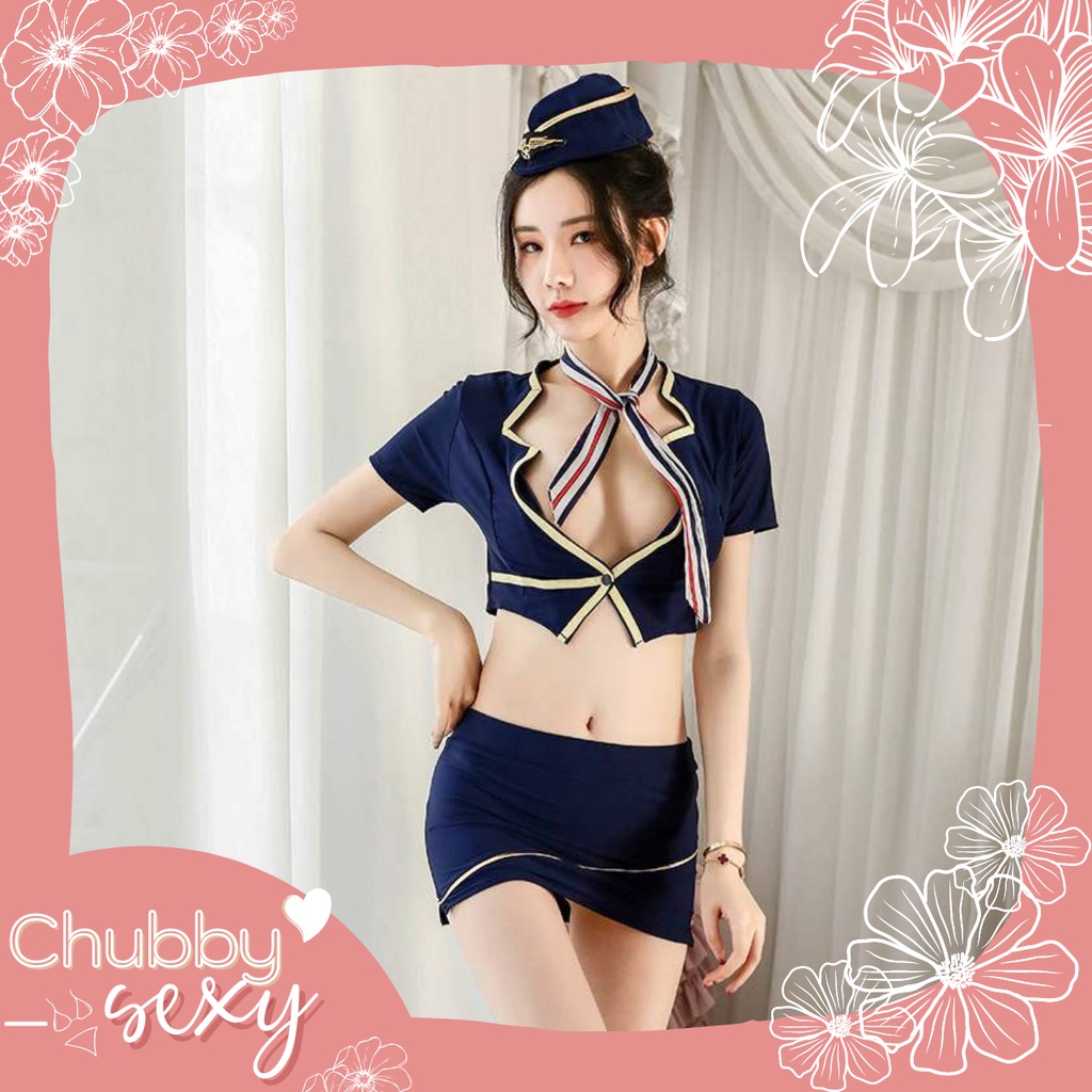 Cosplay Nữ Cơ Trưởng Tiếp Viên Hàng Không Sexy Gợi Cảm Quyến Rũ- Set Đồ Ngủ Khêu Gợi Kích Thích -CPL36 - Chubby.Sexy